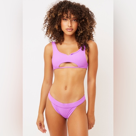 FRANKIE’S BIKINIS purple Cole ribbed bikini